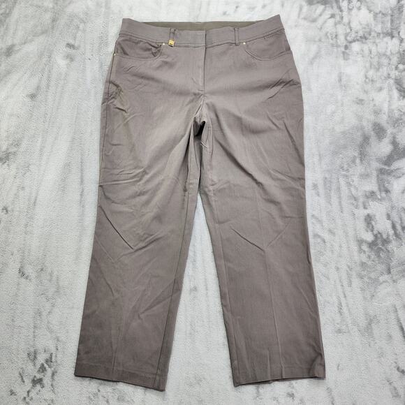 JM Collection Pants Womens 16 Brown Taupe Curvy Fit Straight Leg Altered PETITE - Picture 1 of 15